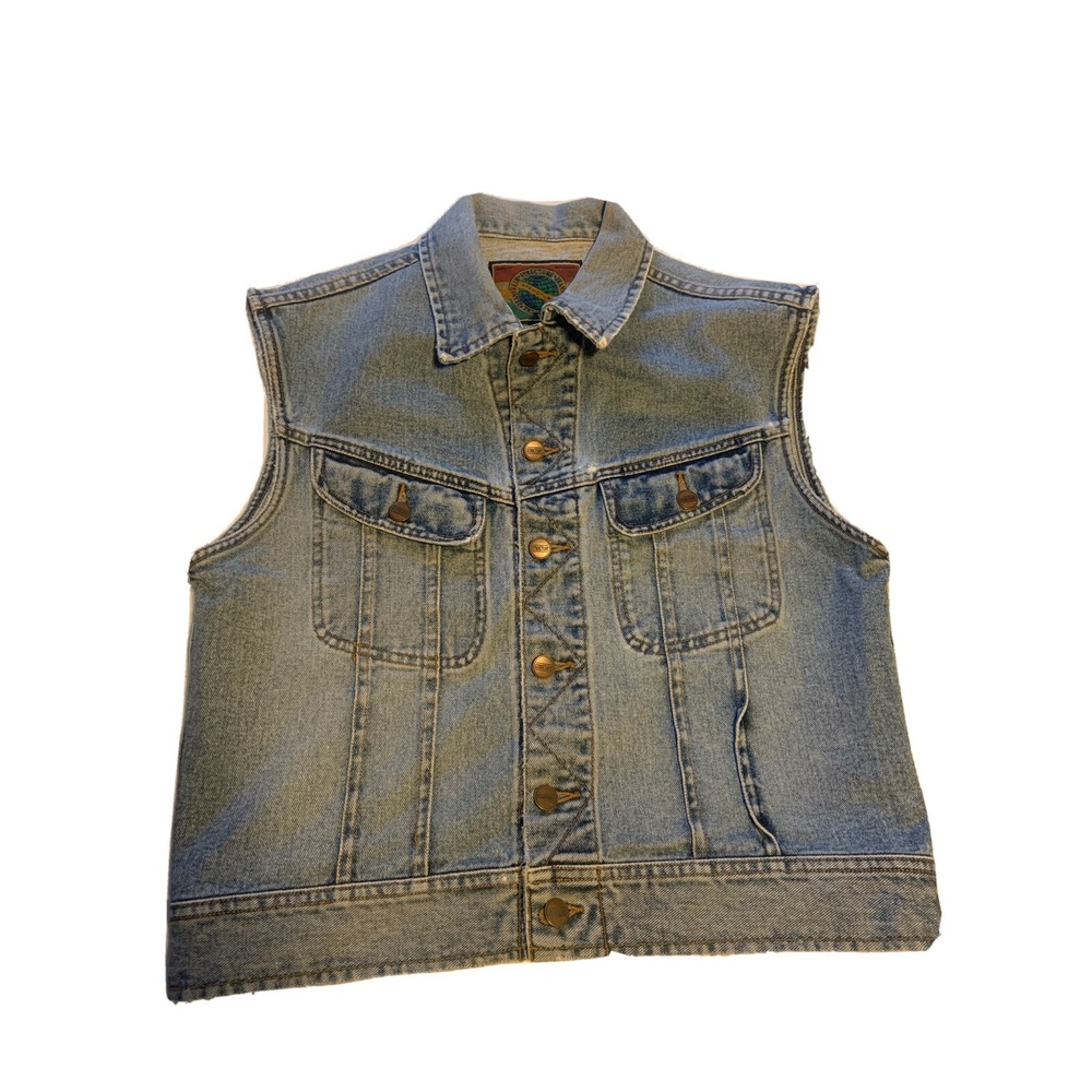 Vintage Structure Jeanswear Mens Denim Vest Light Wash Cotton Size‎ M 90s Retro